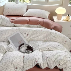 New Washed Cotton Bedding Set 4pcs Soft Breathable Luxury Trim Duvet Cover Set for Home Hotel