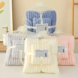 New Wave Pattern Bath Towel Set Thickened Coral Nonwoven Comfortable for Home Hotel Spa Eco friendly Disposal