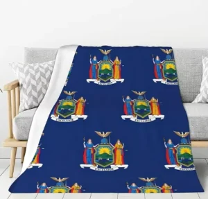 New York State Us Flag Personalized Custom Flag Fashion Flannel Sofa Blanket Household Blanket for All Seasons