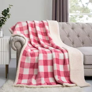 New design double layers throw blankets warm Sherpa and Plush printing Blanket for winter