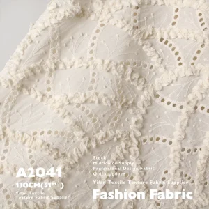 New spring summer 3D plied cotton embroidered fabric for clothing and bedding