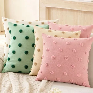 New style square Polka dot Corduroy Three dimensional Towel embroidered Throw Pillow Cushion Cover Modern Minimalist Style