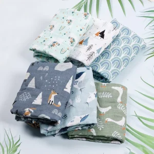 Newborn Baby Cotton Blanket Skin Friendly and Breathable Baby Cute Printing Baby Swaddling