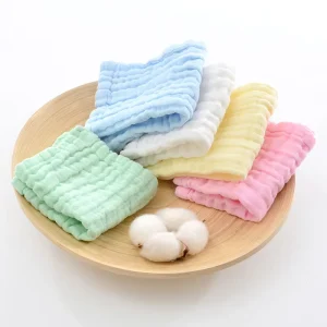 Newborn Egyptian Cotton Muslin Gauze Quick Dry Hypoallergenic Baby Bath Towel 6 Layer Small Square Face Towel