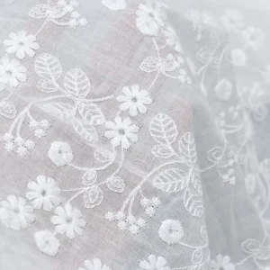 Newest Embroidered Fabric 100% Cotton Skin friendly Breathable Lace Fabric for Kids and Woman Clothing