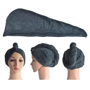 Newly Arrived Salon Hair Towel Rapid drying Coral Fleece Thicken Black Color Microfiber Hair Towel