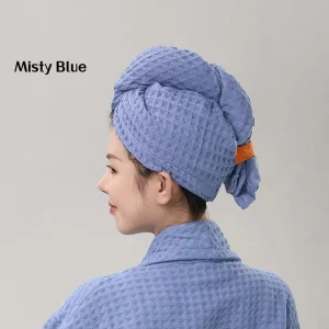 Newly Designed 100% Cotton Hair Drying Waffle Towel Wrap for Women Waffle Towels for Curly Long&Thick Hairs Turban Head Wrap