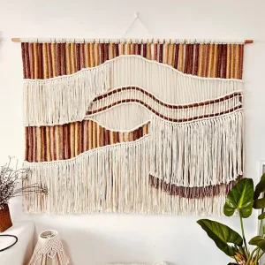 Newly Elegant Bohemian Cotton Tapestry Wall Hanging Handmade Knitted Woven Macrame for Cozy Bedroom Wall Mounted Decor