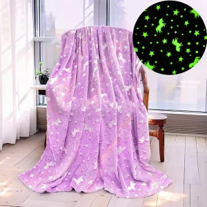 Night Glow Luminous Flannel Blanket Four Seasons Use Customizable Size & Logo for Living Room and Bedroom