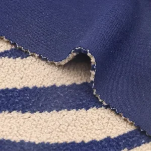 No Bonding Double Face Polar Sherpa Fleece 100% Polyester 460GSM Yarn Dyed Irregular Stripe Knitted Fabric for Jacket