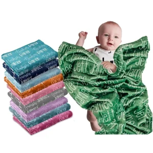 No MOQ Custom Name Baby Fleece Throw Blanket Super Soft Unisex Boys Girls Personalized Fleece Blankets for Kids
