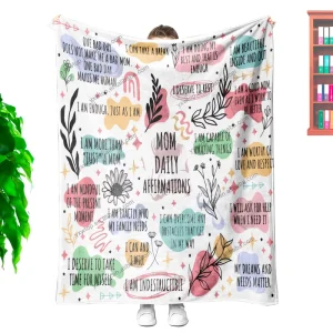 No MOQ Custom Printed Mom Daily Affirmations Soft Polyester Modern Style Throw Blanket for Mothers Day Gift