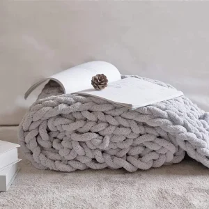 No Shedding Super Soft Nature Handmade Luxurious Knit Sofa Large Throw Chenille Chunky Blanket