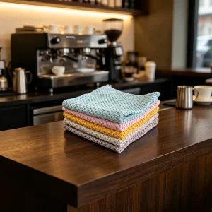 Non-Scratch Microfiber Coffee Beans Pattern Towel Super Absorbent Lint Free Streak Free Suitable for Multiple Scenarios