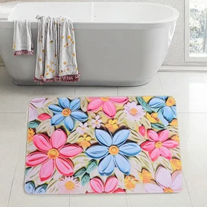 Non Slip Absorbent Bath Room Door Mat Rubber Bathroom Shower Mat