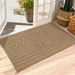 Non Slip Absorbent Dirt Resistant PET Friendly Loop Pile Tufted Modern Washable Low Profile Home Entrance Mat for Front Back
