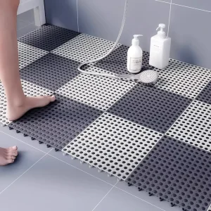 Non Slip Bathroom Floor Mat Interlocking Drainage Tiles Waterproof Anti Slip Shower Mat Puzzle Bath Mat Kitchen Toilet Floor Mat