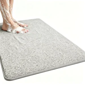 Non Slip Bathtub Mat 16x 24 Inch Grey Shower Mats for Bath Tub PVC Loofah Bathroom Mats for Wet Areas Quick Drying