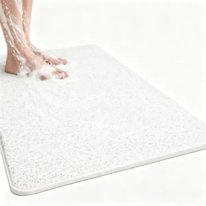 Non Slip Bathtub Mat 16x 24 Inch White Shower Mats for Bath Tub PVC Loofah Bathroom Mats for Wet Areas Quick Drying