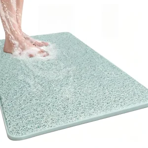 Non Slip Bathtub Mat 16×24 Inch Green Shower Mats for Bath Tub PVC Loofah Bathroom Mats for Wet Areas Quick Drying