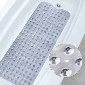 Non Slip Bathtub Shower Mats Solid PVC Bath Mat Suction Cups Drain Holes Eco Friendly TUV Certified for Bathroom Massage
