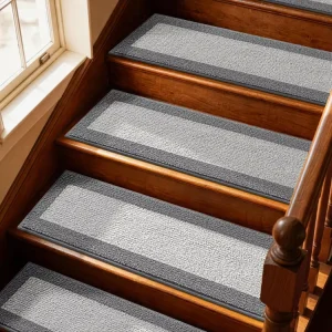Non Slip Carpet Stair Treads 9×28 Inch Soft Polyester Stair Runner Rug Machine Washable Stair Carpet Treads for Dogs Kids Elders