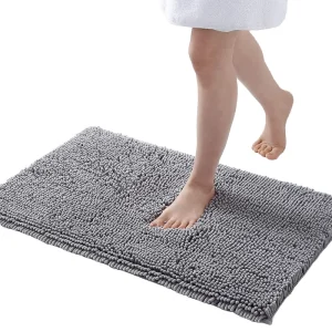 Non Slip Chenille Bath Mat Solid Pattern Shaggy Rug for Bathroom and Toilet Floor Water Absorption Property