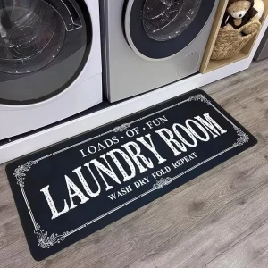 Non Slip Cushioned Polyester Child Friendly Laundry Runner Rug Farmhouse Kitchen Floor Mat for Mudroom Bathroom Exercise Camping