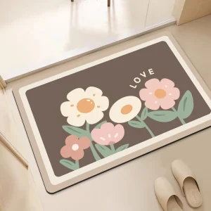 Non Slip Diatom Mud Soft Mats Minimalism Design Super Absorbent Bathroom Rubber Bath Mat