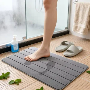 Non Slip Diatomite Bath Mat Made of Natural Stone for Mold Free Bathroom Environment