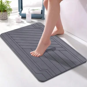 Non Slip Engraved Bathmat Super Absorbent Quick Drying Natural Diatomaceous Earth Bath Mat Stone Shower Mat