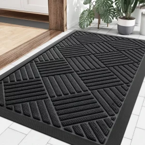 Non Slip Outdoor Door Mat Rubber Backed Entrance Rug Heavy Duty Dirt and Moisture Trapper Floor Mat for Indoor Outdoor Entryway