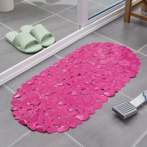 Non Slip Pebble Bathtub Mat Colorful Safe Shower Mat with Drain Holes Suction Cups for Bathroom Household Floor Mat and Door Mat