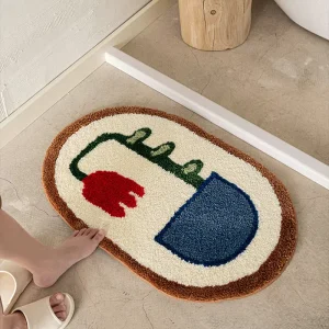 Non Slip Plush Shaggy Tufted Shower Mat Extra Soft Absorbent Flower Bathroom Rugs Kid Bedroom Microfiber Custom Bath Mat