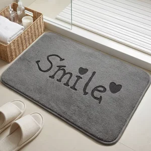 Non Slip Polar Fleece Embossed Welcome Door Mat Absorbent Microfiber Bathroom Rug Super Absorbent Carpet for Indoor Home