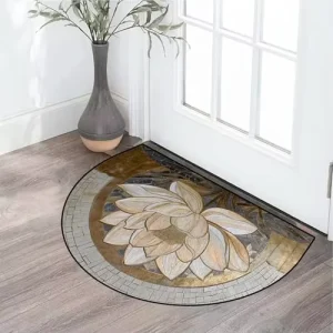 Non Slip Semi Circle Door Mat Easy to Clean Entrance Floor Rug for Bathroom Kitchen and Entryway