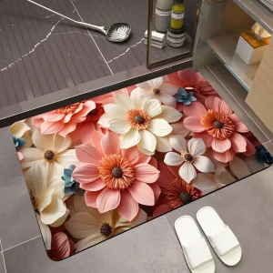 Non Slip Shower Bathroom Water Absorbent Rug Rubber Door Mat Diatom Mud Floor Kitchen Carpet Anti Slip Diatomite Drying Bath Mat