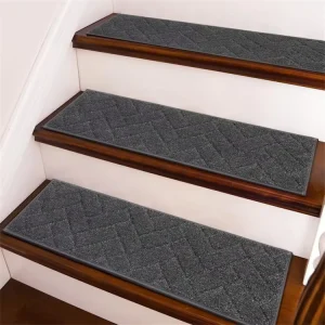 Non Slip Stair Treads Mat Indoor Washable Stair Carpet Self Adhesive Soft Stair Rugs for Kids Elders Pets
