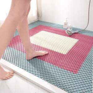 Non Slip TPE Bath Mats for Bathroom DIY Splicing Floor Mat Waterproof 22*22cm Shower Mat for Home Toilet Room