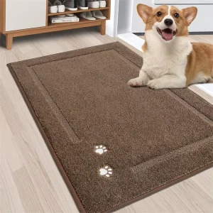 Non Slip Tufted Loop Pile Front Door Mat Washable Low-Profile Entryway Rug Dirt Trapper Absorbent Dog Door Mat for Muddy Paws