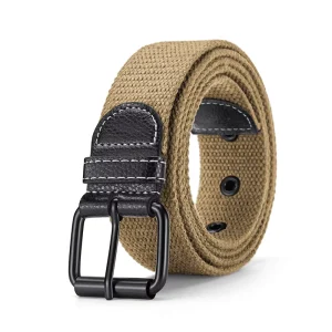 Non Stretch Canvas Webbing Belt With Metal Eyelets Heavy Duty Tactical Outdoor Casual Jeans Webbing Belt Roller Pin Buckle