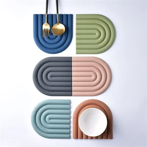 Non-slip Kitchen Morden Style Insulation Mat Heat Resistant Silicone Hoypot Holder Tableware Table Placemat Coaster