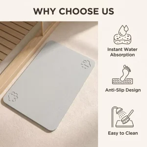 Non slip Natural Stone Bath Mat with Diatomaceous Earth for Bathroom Safety