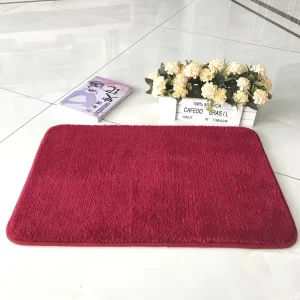 Non slip Water Absorbent Plush Shaggy Bathroom Mat Plain Color Soft Microfiber Door Mat