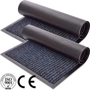 Non slip Welcome Door Mat Entrance Doormat Custom Polyester Stripe Ribbed Outdoor PVC Front Door Mats for Home Entrance Luxury