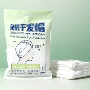 Non woven Spa Hair Turban Hat Cap Quick Dry White Cotton Hair Towel for Home Shampoo Salon Wiping Thickened Hair Towel