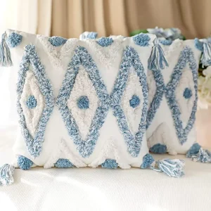 Nordic Bohemian Square Cotton Woven Tufted Geometric Tasseled Cushion Home Hotel Bedroom Sofa Throw Pillow Cover