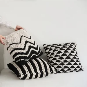 Nordic Chunky Knit Chair Cushion Thick Yarn Fluffy Soft Room Decor Bed Cushion Pillow Crochet Throw Pillow