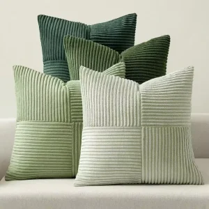 Nordic Corduroy Customizable Square Throw Pillow Simple Modern Solid Color Cushion Cover Living Room Sofa Bedside Pillow
