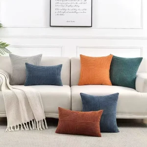 Nordic Corduroy Throw Pillow Living Room Sofa Dining Room Modern Solid Color High-End Patchwork Pillow Cover